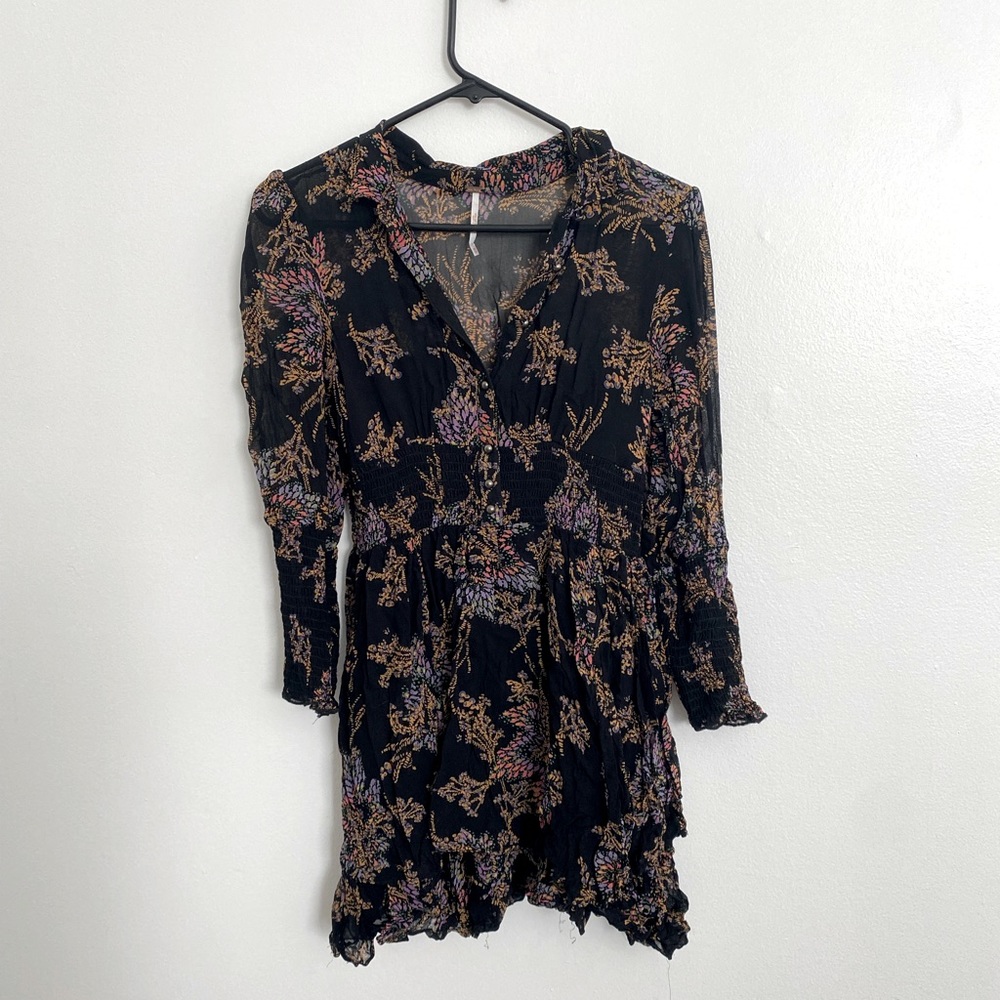Free People Chiffon Sheer Long sleeved dress